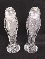 Vintage Czech Cut Glass Bohemian Crystal Salt & Pepper Shakers 4-1/2