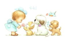 HIVTG CUTE GIRL/PUPPIES/CITTEN MOREHEAD UNUSED POSTCARD*A10 picture