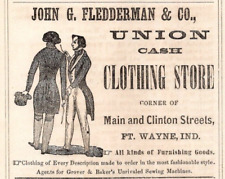 1866 John G Fledderman Co UNION Cash Clothing Store  FORT WAYNE IN 3.25