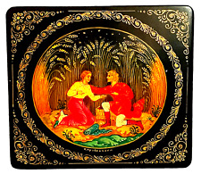 Vintage Russian Lacquer Box Linen and Wheat picture