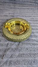  Vintage Firestone  THE MARK OF QUALITY Rubber Tire Ashtray Amber Glass (Cracks) picture
