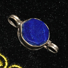 Large Ancient Old Near Eastern Silver Bead Ornament with Lapis Lazuli Inlay picture