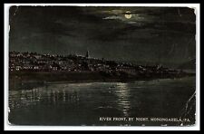 Monongahela PA Postcard Riverfront Scene Night View Posted 1918 pc235 picture