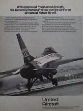 1/1975 PUB PRATT & WHITNEY F100 GENERAL DYNAMICS YF-16 US AIR FORCE ORIGINAL AD picture