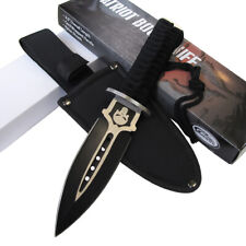 SKULL Patriot BOOT KNIFE w/ Sheath Tactical Dagger Double Edged 9 1/2