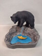 Vintage / Retro 1970s Black Bear Hunting A Yellow Fish Ceramic Ashtray  picture