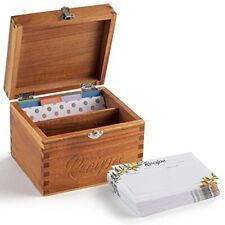 Tidita Acacia Wood Recipe Box with Cards - Blank Recipe Box Wooden Set Come w... picture