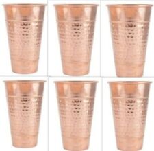 6 Pcs 100% Pure Jumbo large Copper Indian Handmade Glass/Cup Drinking Water picture