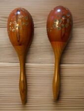 Vintage Original Mexican Hand Painted Wooden Maracas picture