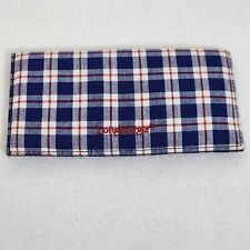 Longaberger Homestead NOS Fabric Checkbook Money Cover Blue Red White Check Logo picture