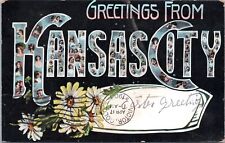 Large Letter Greetings, Kansas City, Missouri- 1908 Posted Postcard- Faces picture