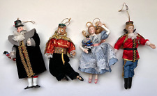 Set of 4 Vintage Nutcracker Ballet Christmas Ornaments Dolls picture
