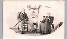 OLD MAN WIFE RIFLE c1910 real photo postcard rppc north dakota nd hunting gun picture