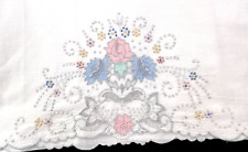 Vintage Madeira HandEmbroidered and Appliqué King Pillowcase 21