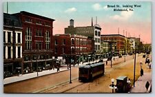 Broad Street Looking West Richmond Virginia VA Trolley c1910 Postcard picture