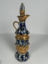 Vintage James B. Beam Distillery Ceramic Decanter C. Miller 1965 Blue Gold Gilt picture