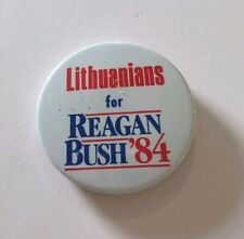 Rare Original Lithuanians for REAGAN BUSH ‘84 Vintage Political Pinback Button P picture