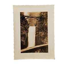 Vtg B&W Original Photo 1940s Found Lower Multnomah Waterfall Beautiful Snapshot picture
