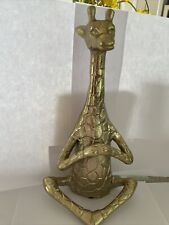 Meditating Brass Giraffe NWOT 11.25” X 6” Hands Clapped Yoga Figure. New picture