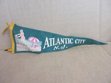 Vintage 1950s Atlantic City NJ Pennant Flag Beach Scene Jersey Shore picture