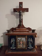 Antique 1904 Koenig Bros Stations of the Cross Last Rites Scroll Altar Crucifix picture
