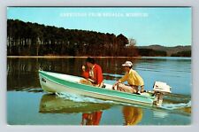 Sedalia MO-Missouri, Scenic Lake Greetings, On A Motorboat, Vintage Postcard picture