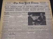 1946 MAY 26 NEW YORK TIMES - RAIL STRIKE ENDS - NT 4247 picture