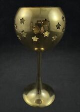 Vintage Brass Bronze Star Punched Wine Glass Mug Chalice Goblet Grail picture