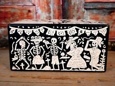 Day of the Dead Lacquer Lg Box Skeletons Fiesta Handmade Olinalá Mexico Folk Art picture