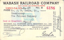 COMMISSARY CAR PULLMAN WABASH  RAILROAD RR RWY RY RAILWAY PASS picture