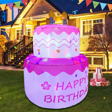 5.7FT Birthday Inflatable Cake Outdoor Decorations Blow up Party Yard LED Decor picture