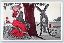 Ullman Signed Postcard Couple Romance Kissing Mule Canterbury Connecticut CT picture