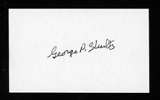 George P. Shultz DEC. Sec. of Labor/Treasury/State Signed 3x5 Index Card E25278 picture