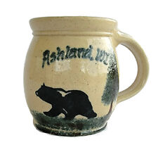 Ashland Wisconsin Vintage Pottery Coffee Cup Mug Bear Hand Thrown Handmade picture