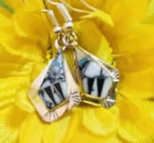 Navajo Sterling White Buffalo And Turquoise Earrings #992 SIGNED picture