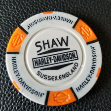 SHAW HD ~ SUSSEX, ENGLAND ~ (Gray/Orange) International Harley Poker Chip picture
