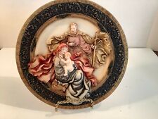 3D Holy Family Decorative Plate Hand Painted  Bisque Porcelain 9