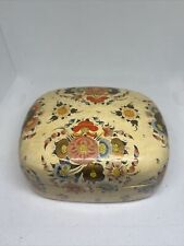 Antique Papier Mache Square Box Original Old Hand Crafted Fine Hand Painted picture