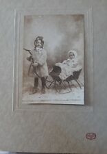 Newburyport Mass. vintage photo child in sled with snow 1910 Thompson photo picture