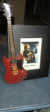 AC/DC Angus Young Mini Guitar Replica, Mounted On  Photo Framed Picture Of Angus picture