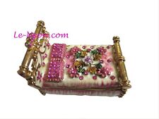 Bejeweled  Flower Bed Hinged Metal Enamel trinket Box picture