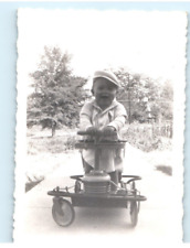Vintage Photo 1940s, Toddler looking Dapper on Antique Bouncer, 3.5 x 2.5 picture