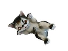 Vtg MCM Porcelain Gray & White Tabby Cat Figure 4.5