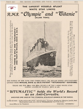 RMS Olympic, RMS Titanic 1911 Pre-Sinking advertisement, nice copy rp picture