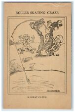 c1910's Roller Skating Craze A Great Catch Man Fishing Earl Antique Postcard picture