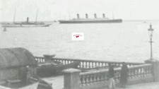 RMS TITANIC CRUISES PAST COWES, ISLE OF WRIGHT, MAIDEN VOYAGE PHOTO 1912 REPRINT picture