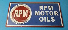 Vintage RPM Motor Oil Sign - Gas Service Station Pump Porcelain Sign picture