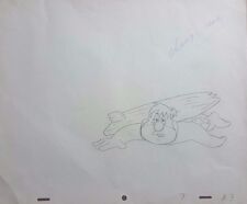 RARE Hanna-barbara Fred Flintstone Pencil Drawing W/ ORIGINAL PRODUCTION MARKS picture
