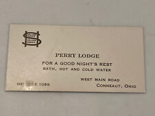 1890's PERRY LODGE Conneaut, Ohio Bath, Hot & Cold Water Victorian Business Card picture