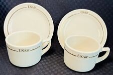 US Air Airways Gold Trim Cream Ceramic Cup & Saucer Airline China SET OF 2 picture